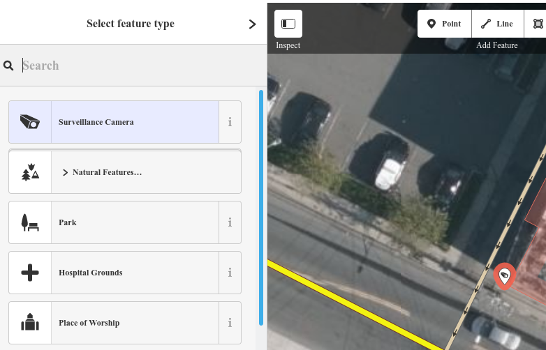 Adding a point to OpenStreetMap, and categorizing it as a Surveillance Camera